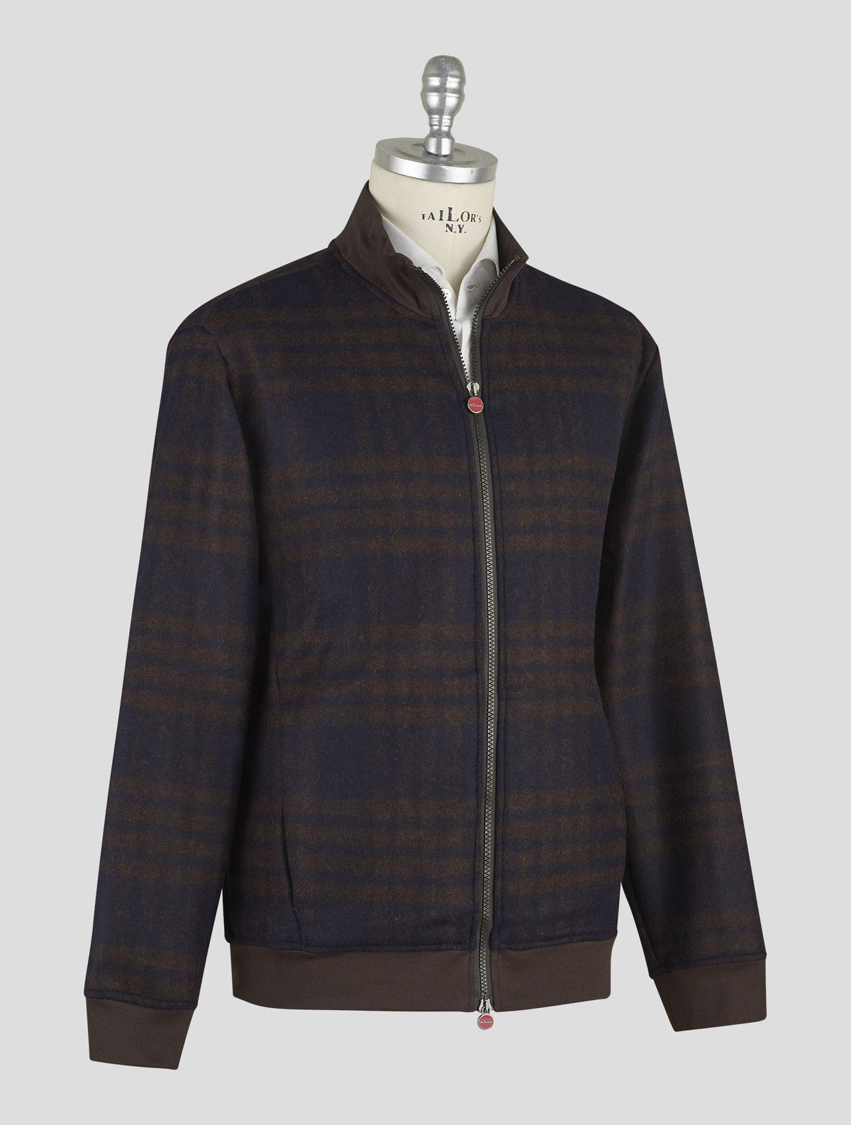 Kiton Blue Brown Alpaca Wool Pa Coat B-One