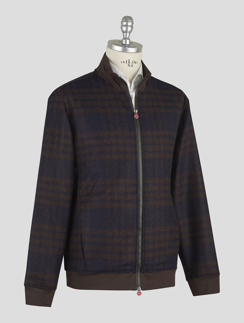 Kiton Blue Brown Alpaca Wool Pa Coat B-One