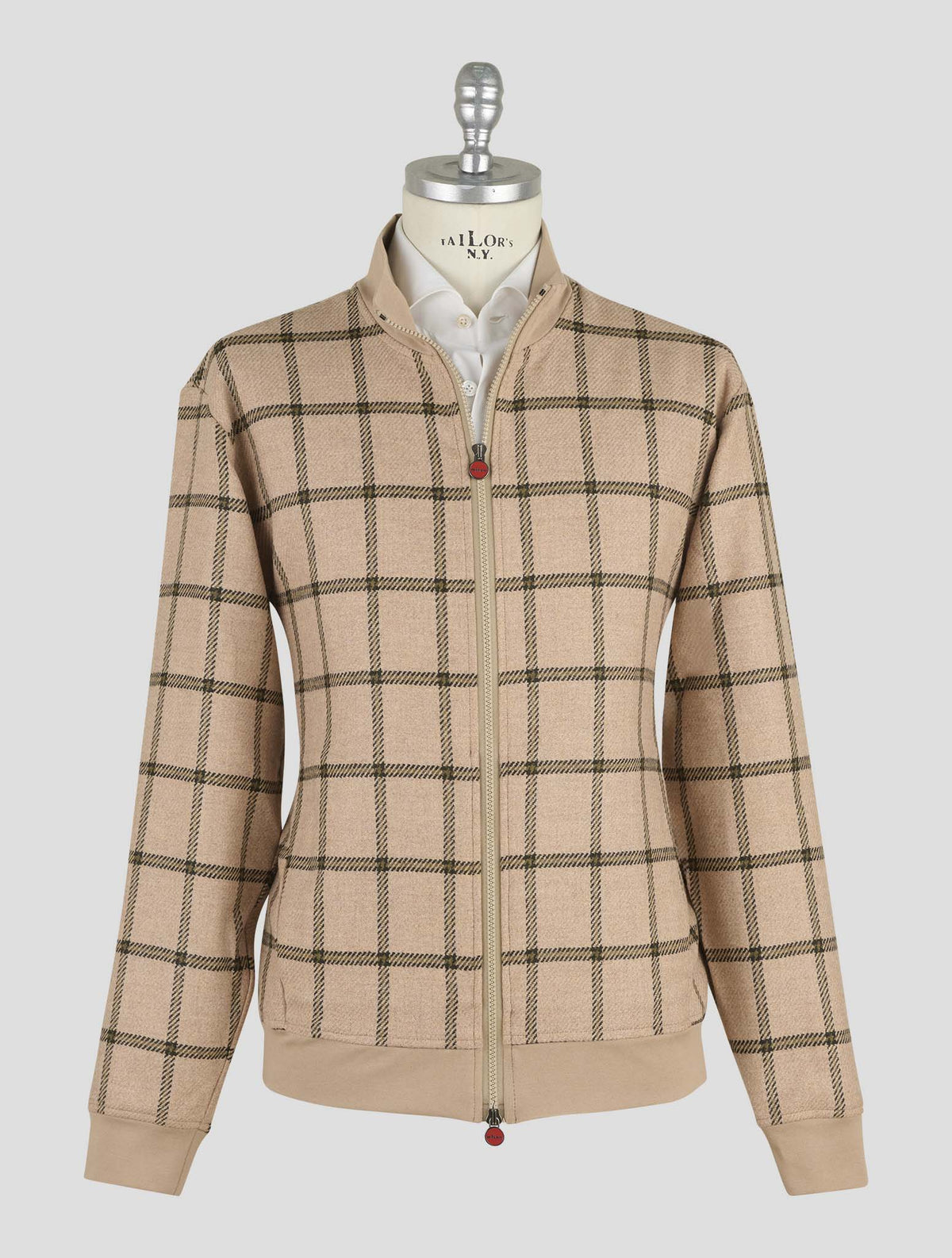 Kiton Beige Green Cotton Ea Coat B-One