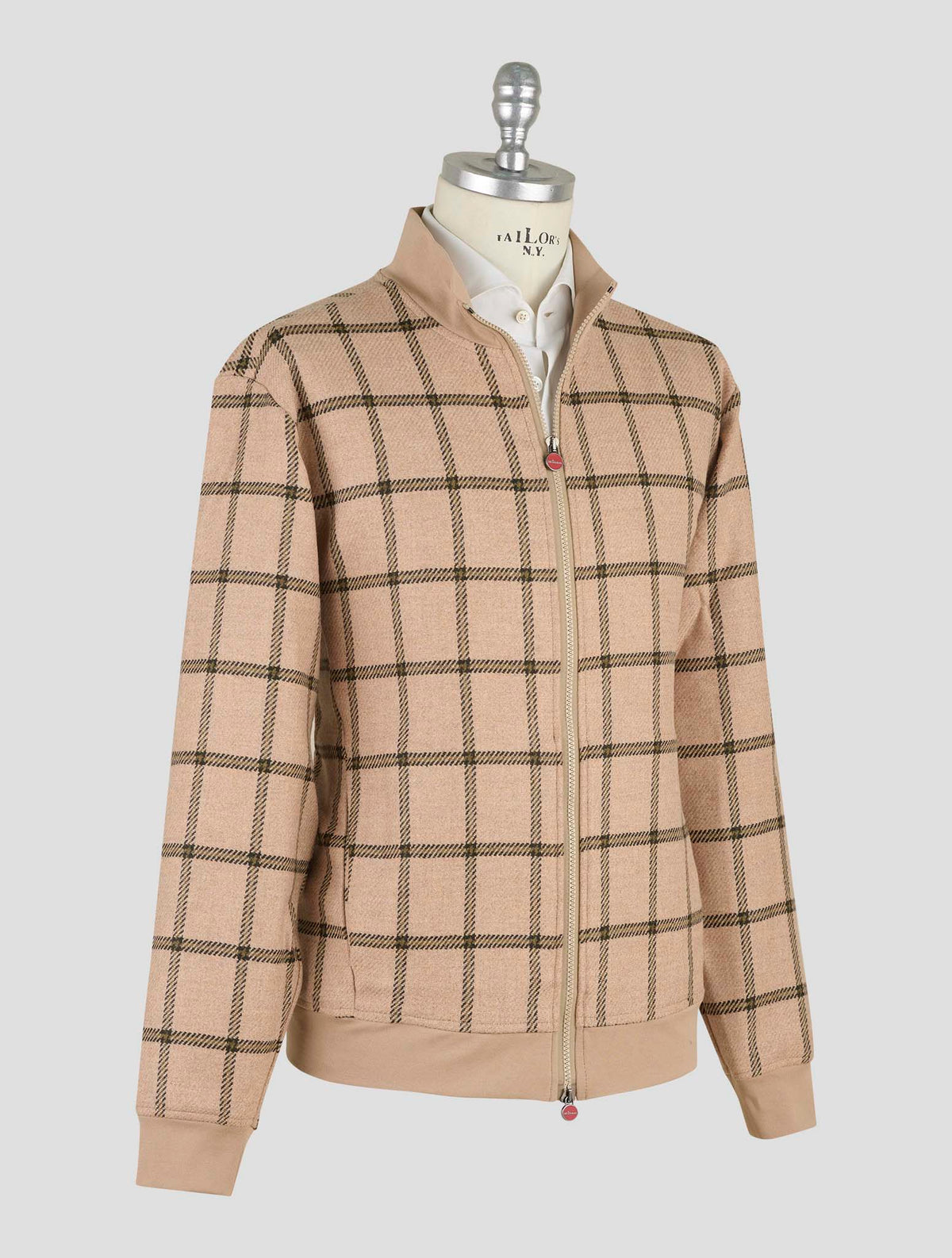 Kiton Beige Green Cotton Ea Coat B-One