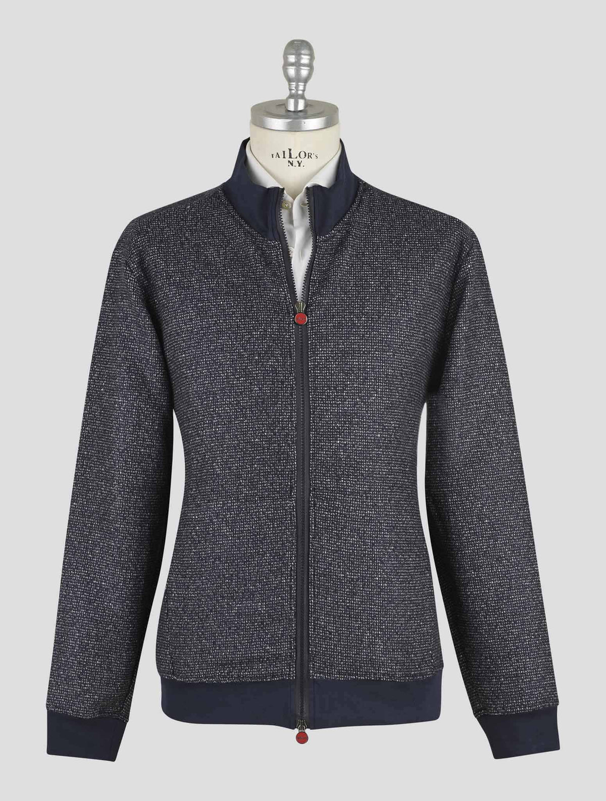 Kiton Blue Wool Camel Cashmere Coat B-One