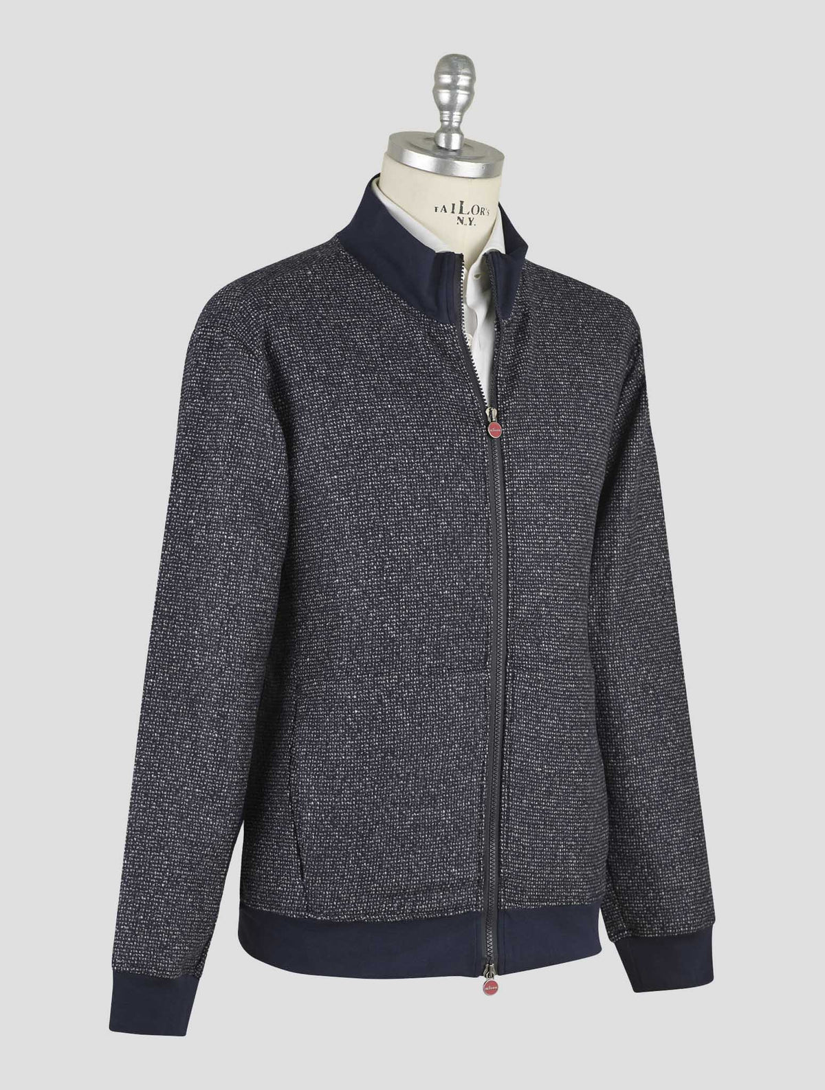 Kiton Blue Wool Camel Cashmere Coat B-One