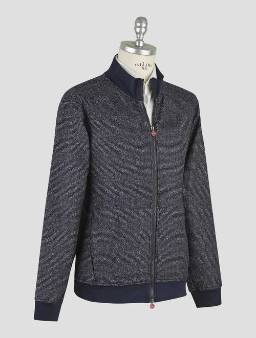 Kiton Blue Wool Camel Cashmere Coat B-One