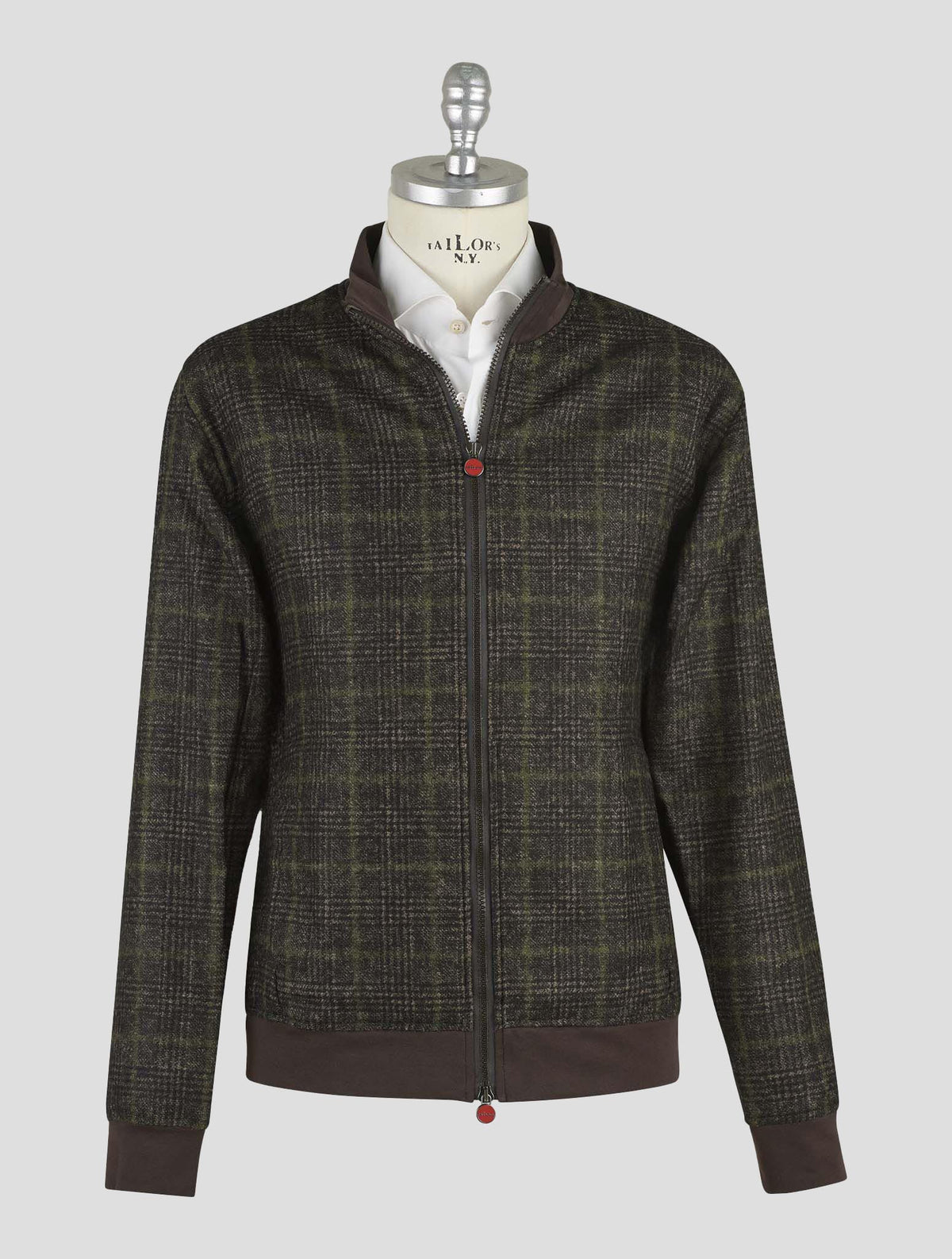 Kiton Green Wool Camel Cashmere Coat B-One