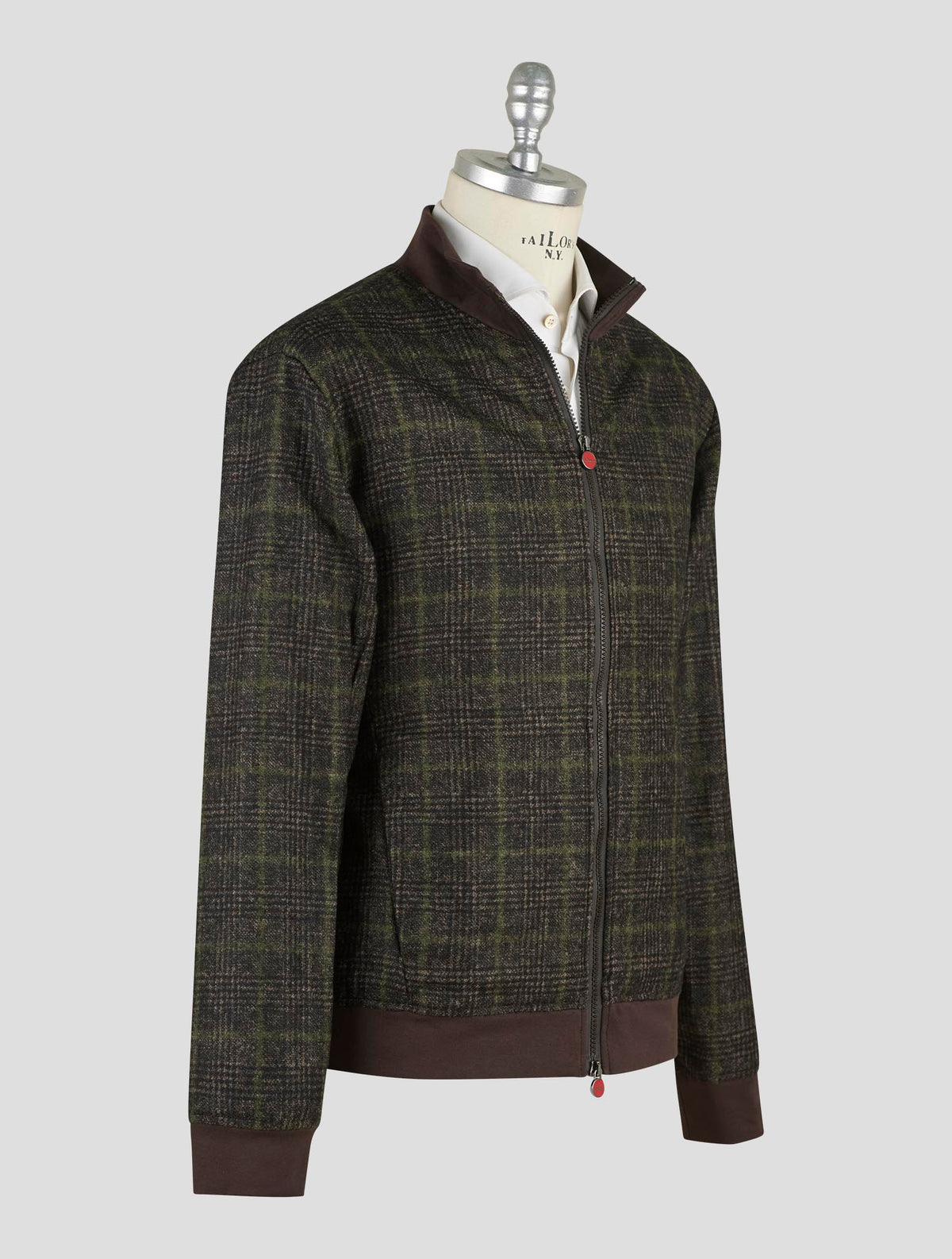 Kiton Green Wool Camel Cashmere Coat B-One