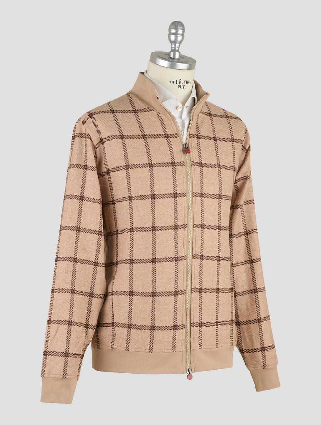 Kiton Beige Green Cotton Ea Coat B-One