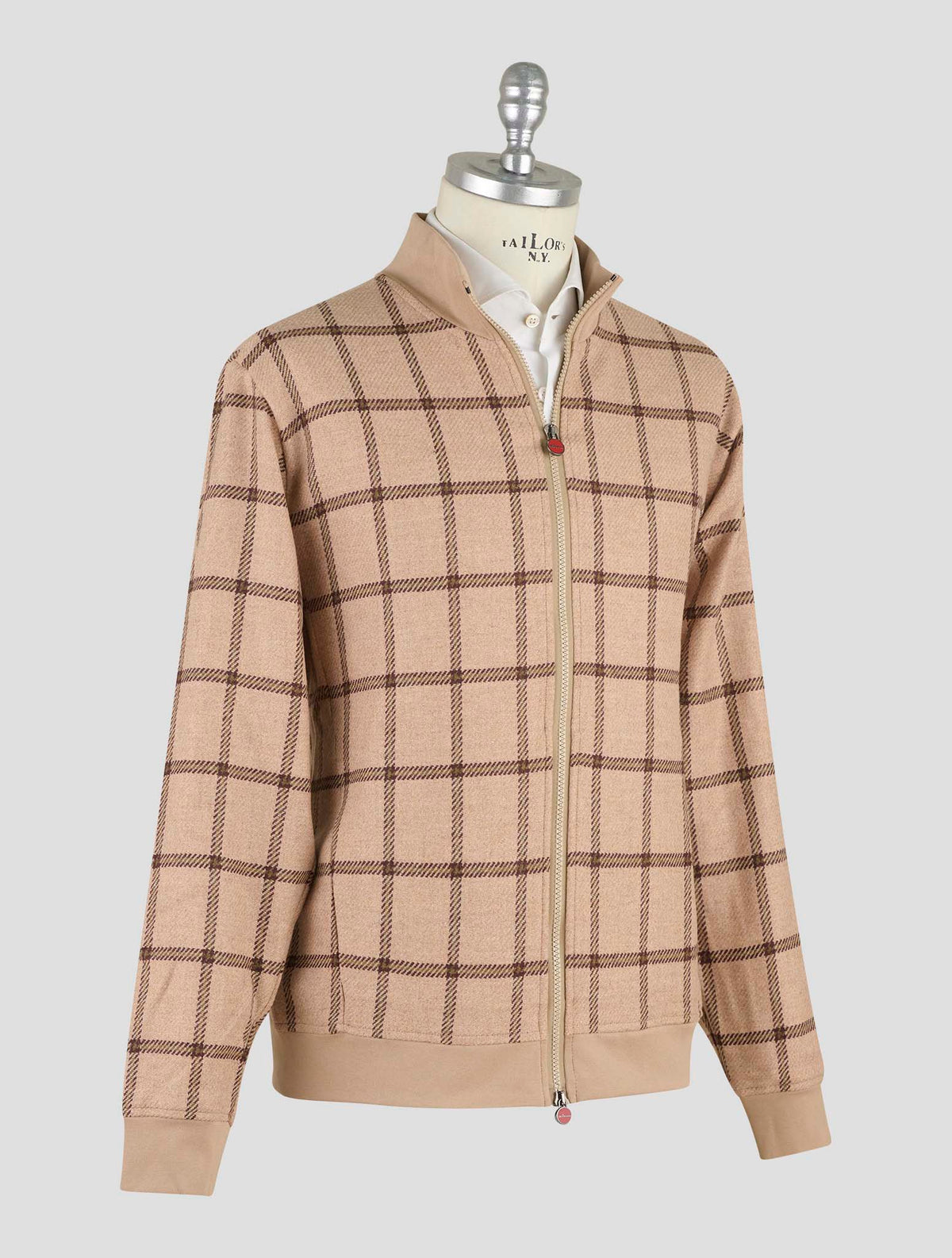 Kiton Beige Green Cotton Ea Coat B-One