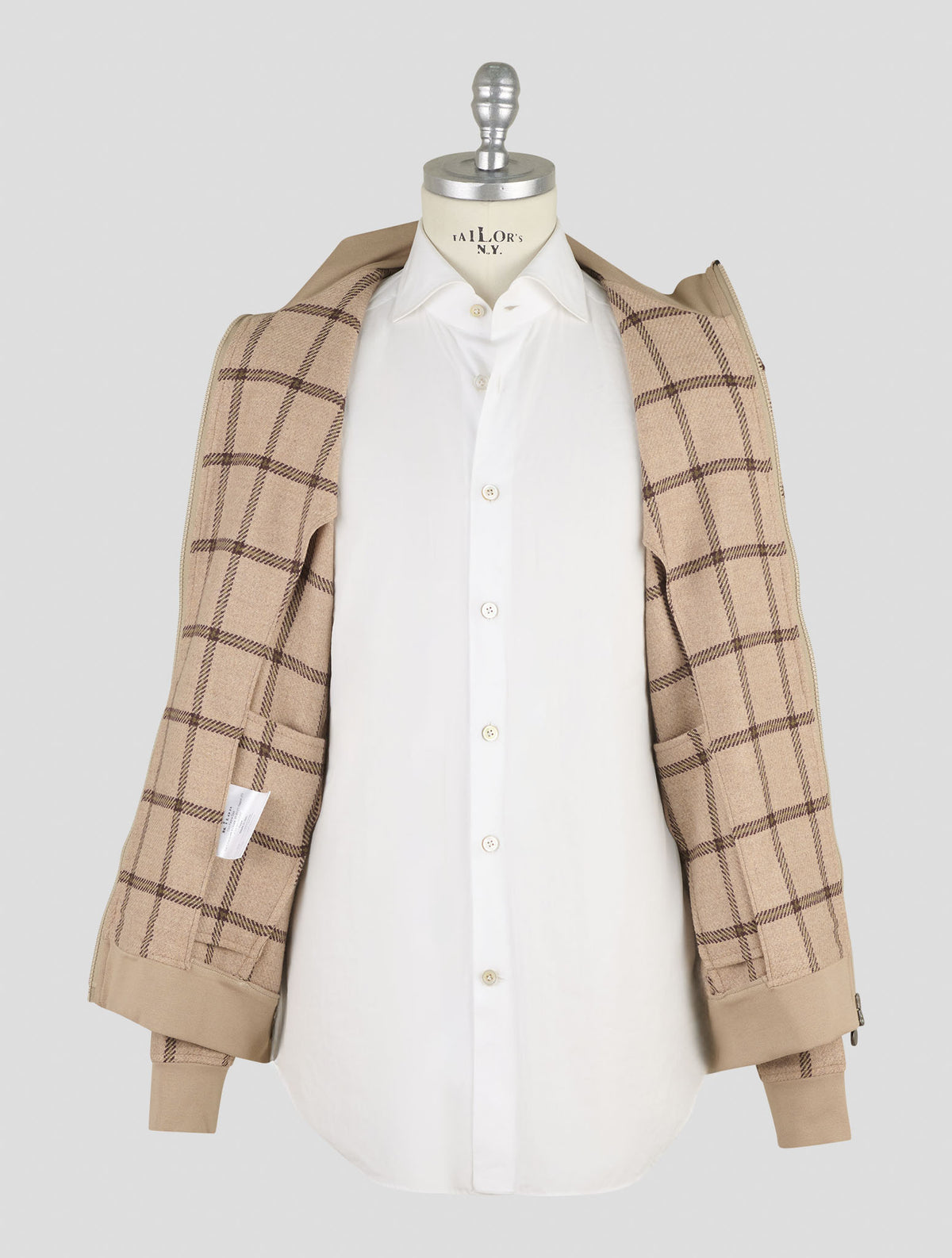 Kiton Beige Green Cotton Ea Coat B-One