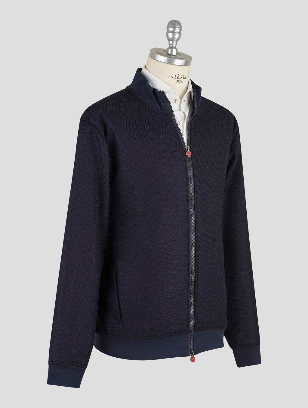 Kiton Blue Virgin Wool Coat B-One