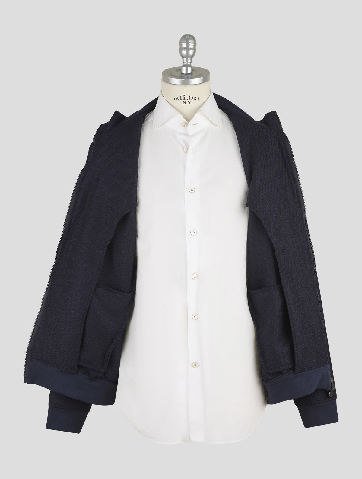 Kiton Blue Virgin Wool Coat B-One