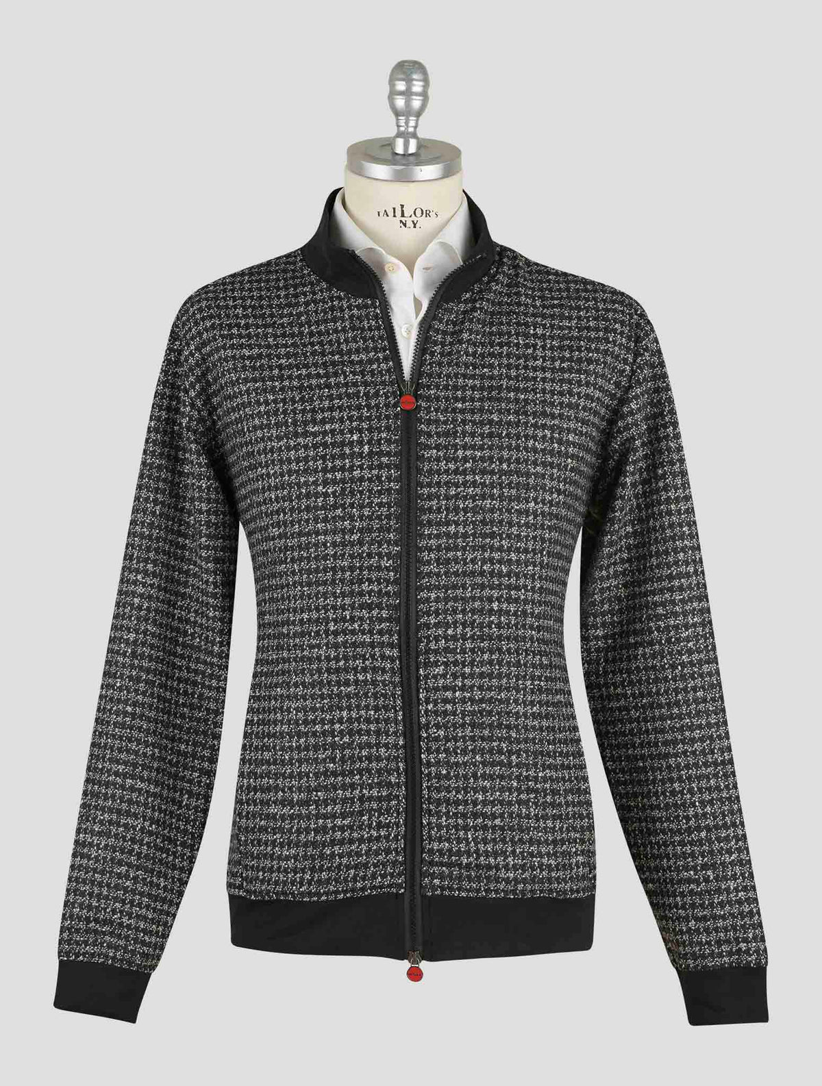 Kiton Black White Wool Camel Cashmere Coat B-One