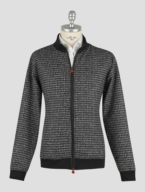 Kiton Black White Wool Camel Cashmere Coat B-One