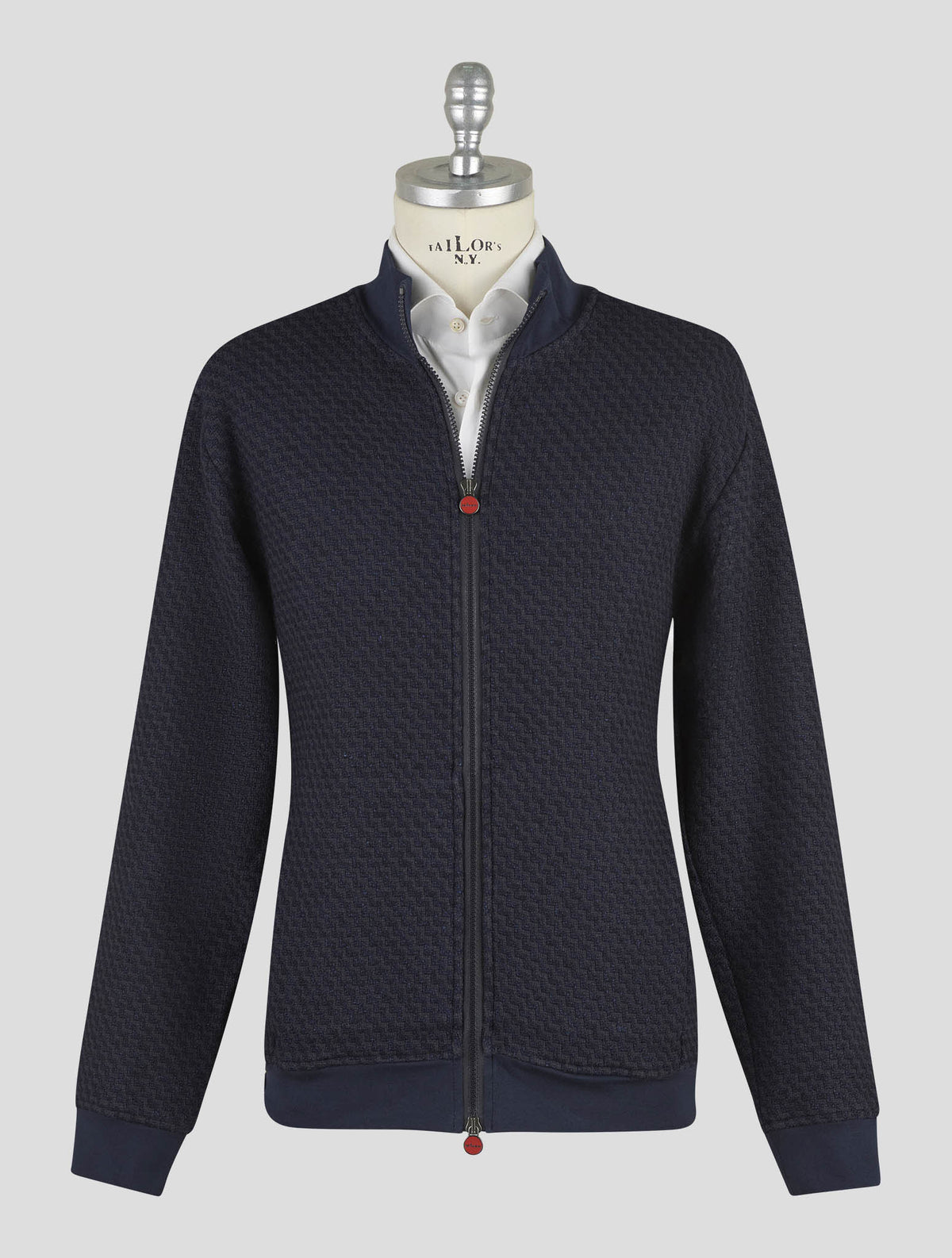 Kiton Dark Blue Cotton Virgin Wool Cashmere Silk Coat B-One