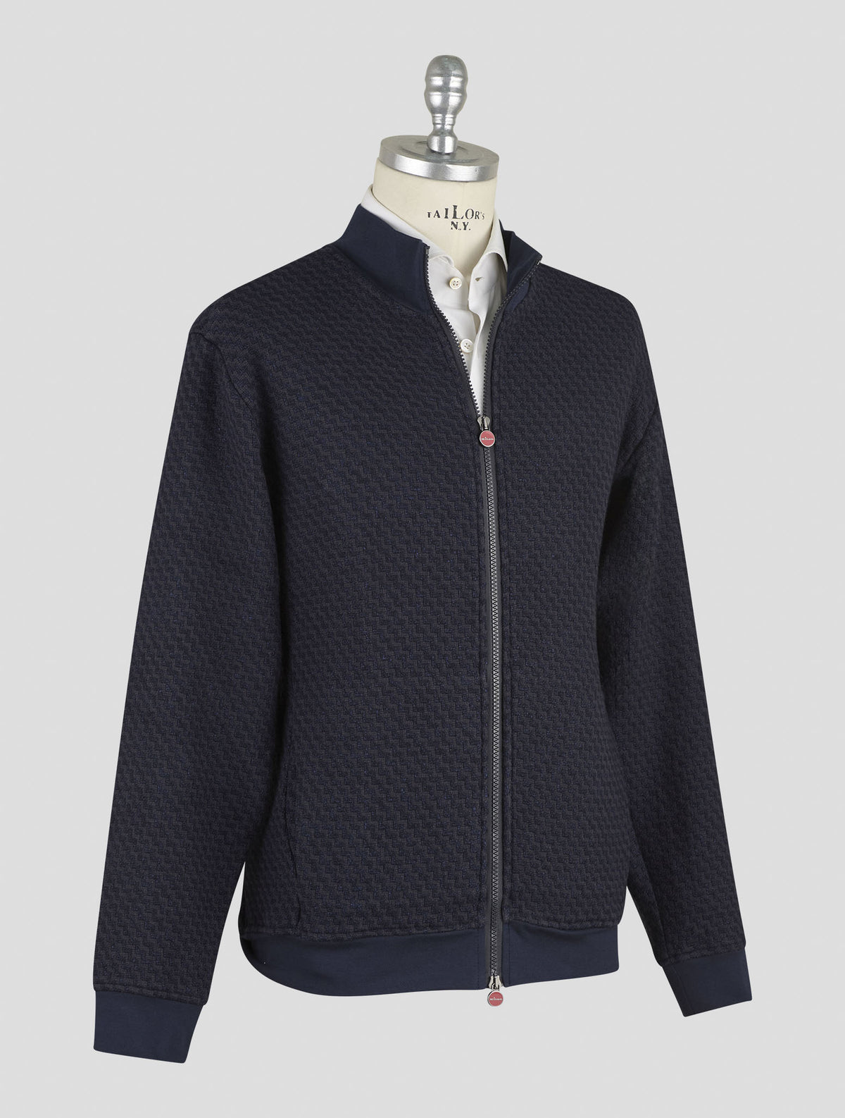 Kiton Dark Blue Cotton Virgin Wool Cashmere Silk Coat B-One
