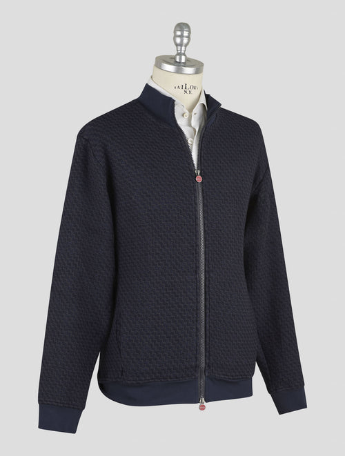Kiton Dark Blue Cotton Virgin Wool Cashmere Silk Coat B-One