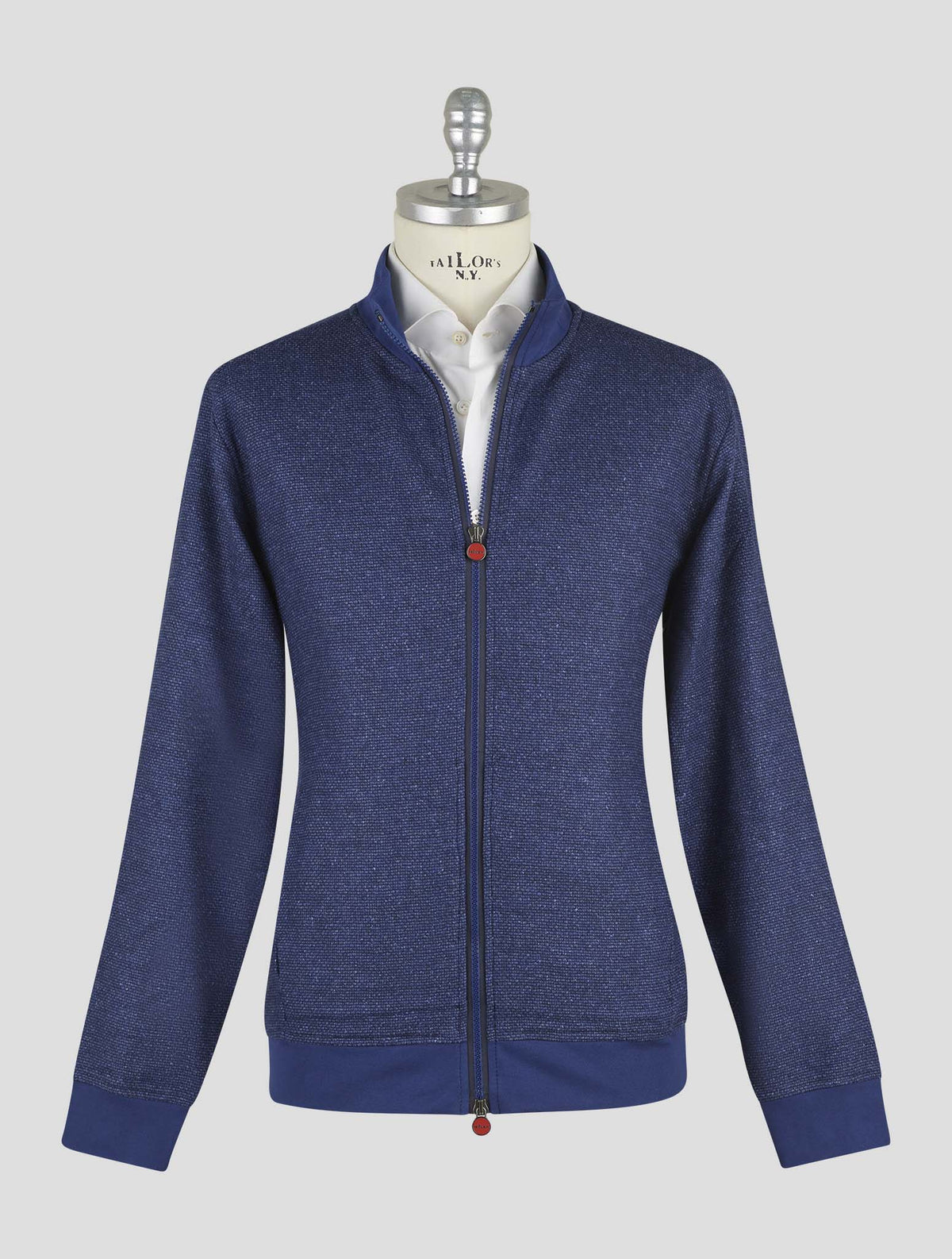 Kiton Blue Wool Cotton Cashmere Silk Coat B-One