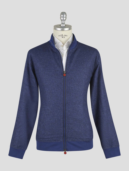 Kiton Blue Wool Cotton Cashmere Silk Coat B-One