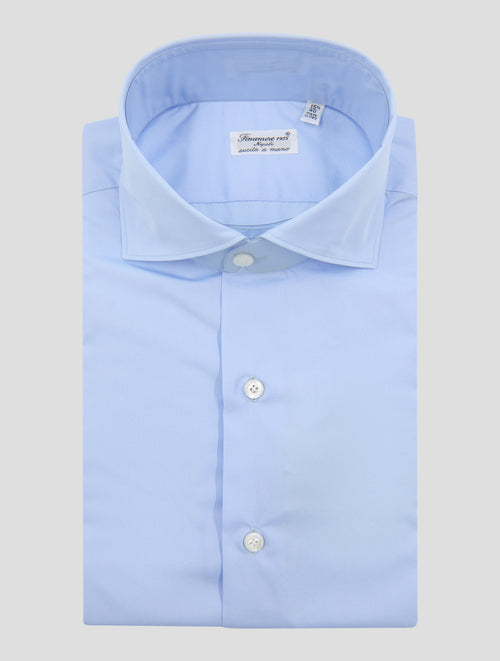 Finamore 1925 Light Blue Cotton Shirt MILANO
