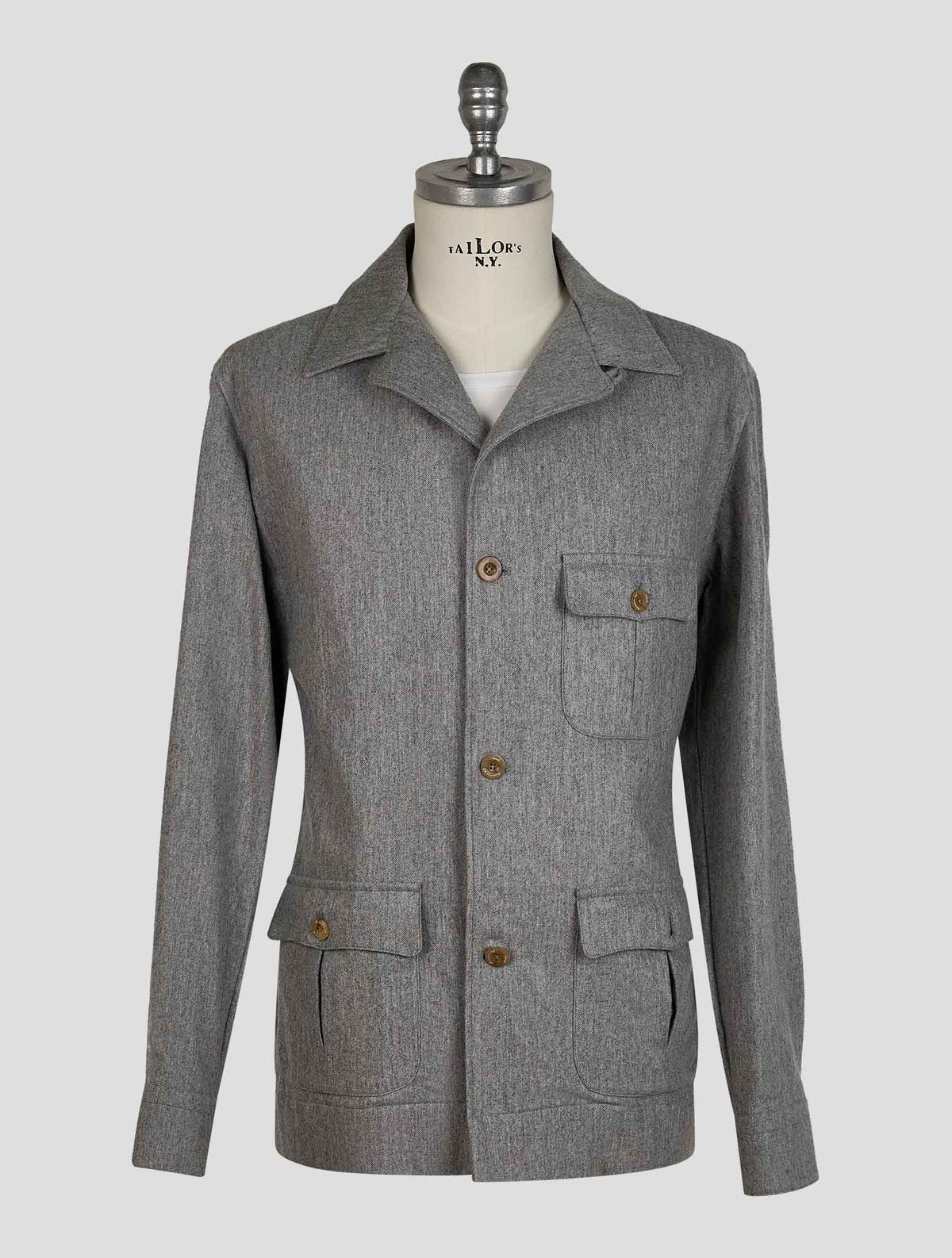 Finamore 1925 Gray Virigin Wool Cotton Jacket Overshirt Cetara
