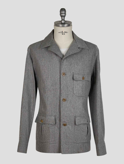 Finamore 1925 Gray Virigin Wool Cotton Jacket Overshirt Cetara