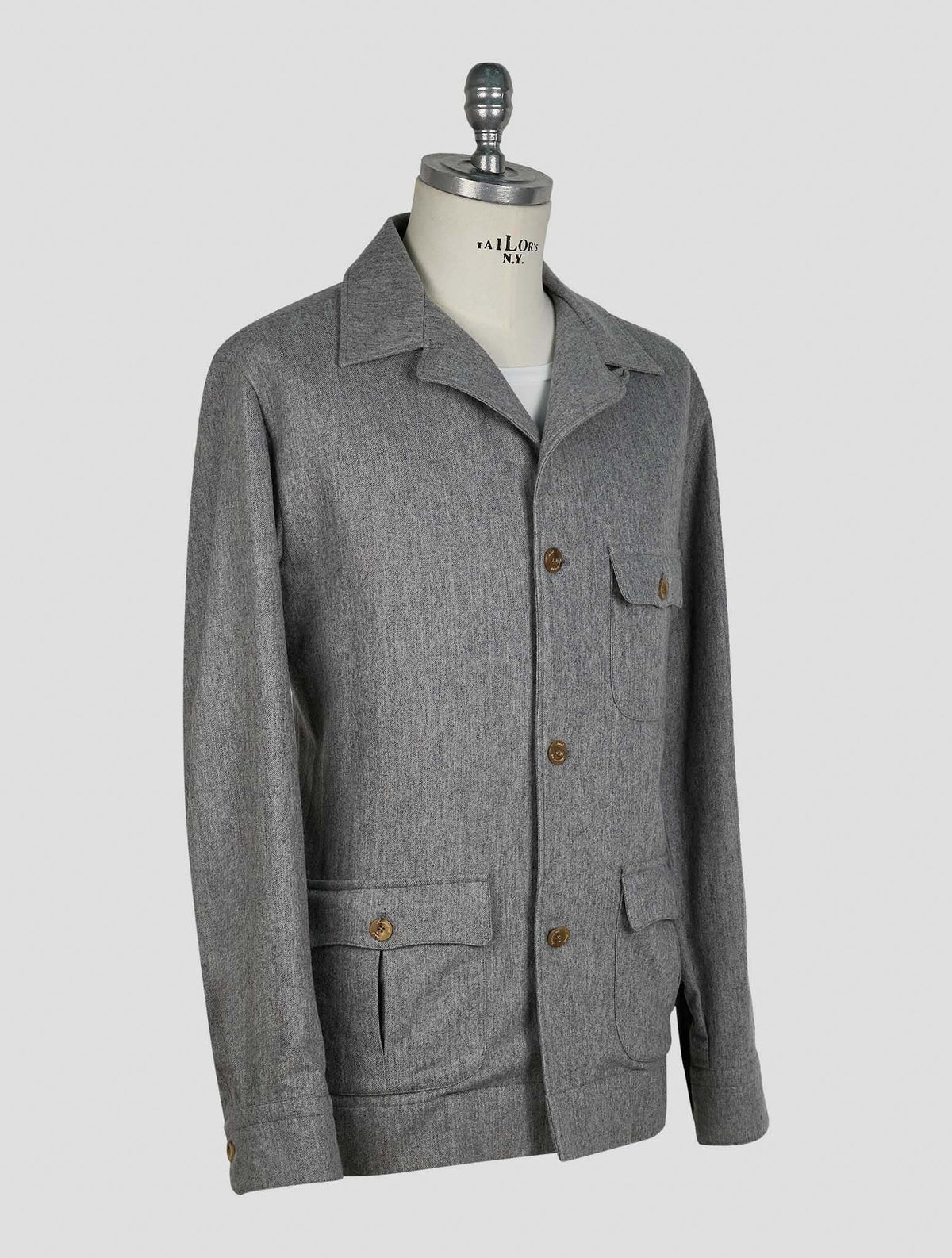 Finamore 1925 Gray Virigin Wool Cotton Jacket Overshirt Cetara