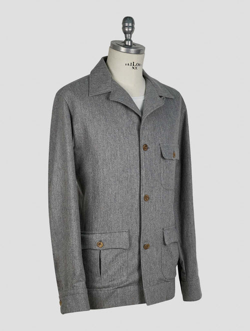 Finamore 1925 Gray Virigin Wool Cotton Jacket Overshirt Cetara