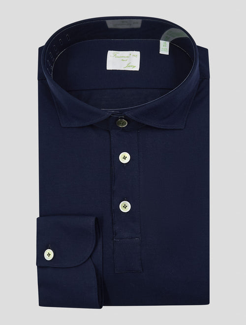 Finamore 1925 Dark blue Linen Polo Shirt Orlando