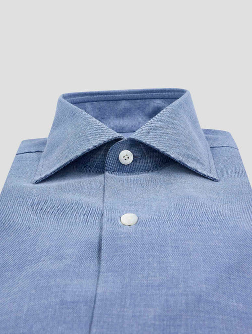 Finamore 1925 Light Blue Cotton Cashmere Shirt NAPOLI