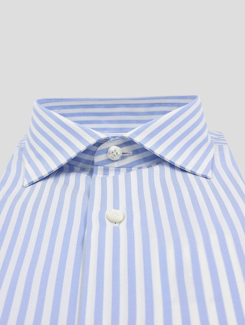 Finamore 1925 Light Blue White Cotton Shirt NAPOLI