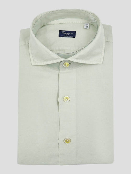 Finamore 1925 Light Green Hemp Cotton Silk Shirt Napoli