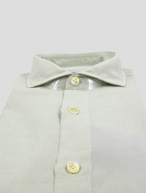 Finamore 1925 Light Green Hemp Cotton Silk Shirt Napoli