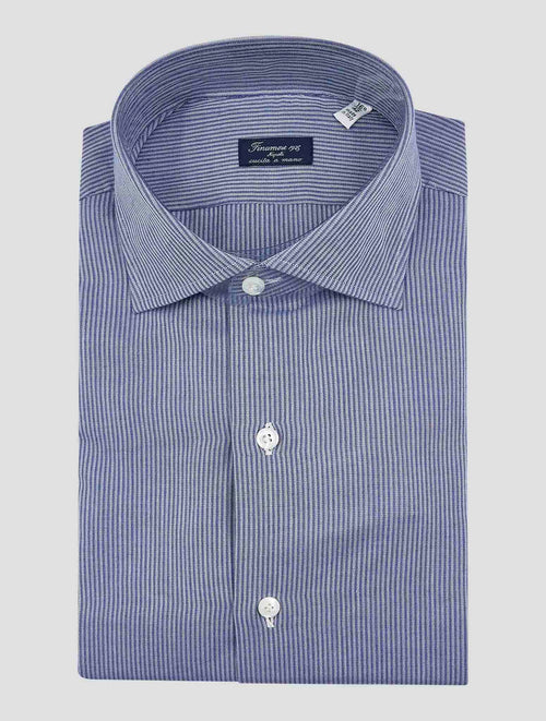 Finamore 1925 Blue Cotton Cashmere Shirt NAPOLI