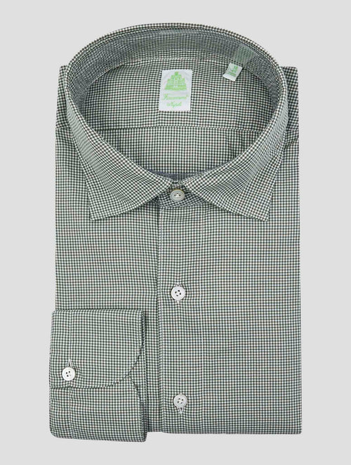 Finamore 1925 Green White Cotton Shirt GAETA