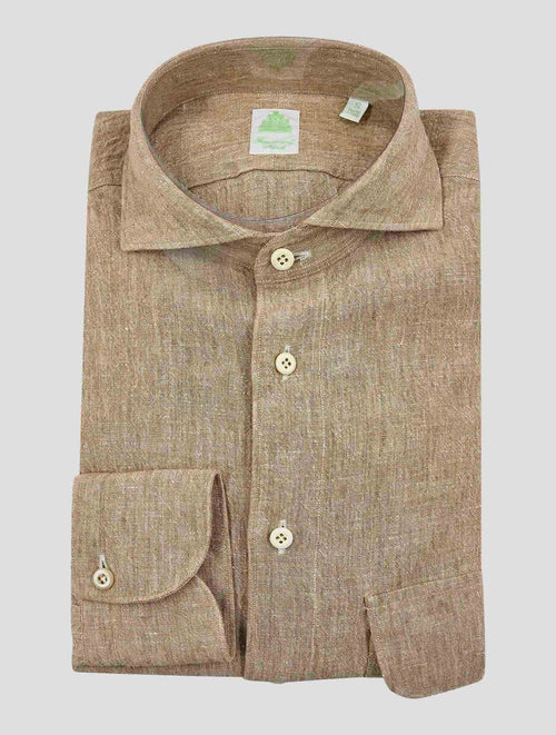 Finamore 1925 Brown Linen Shirt Chicago