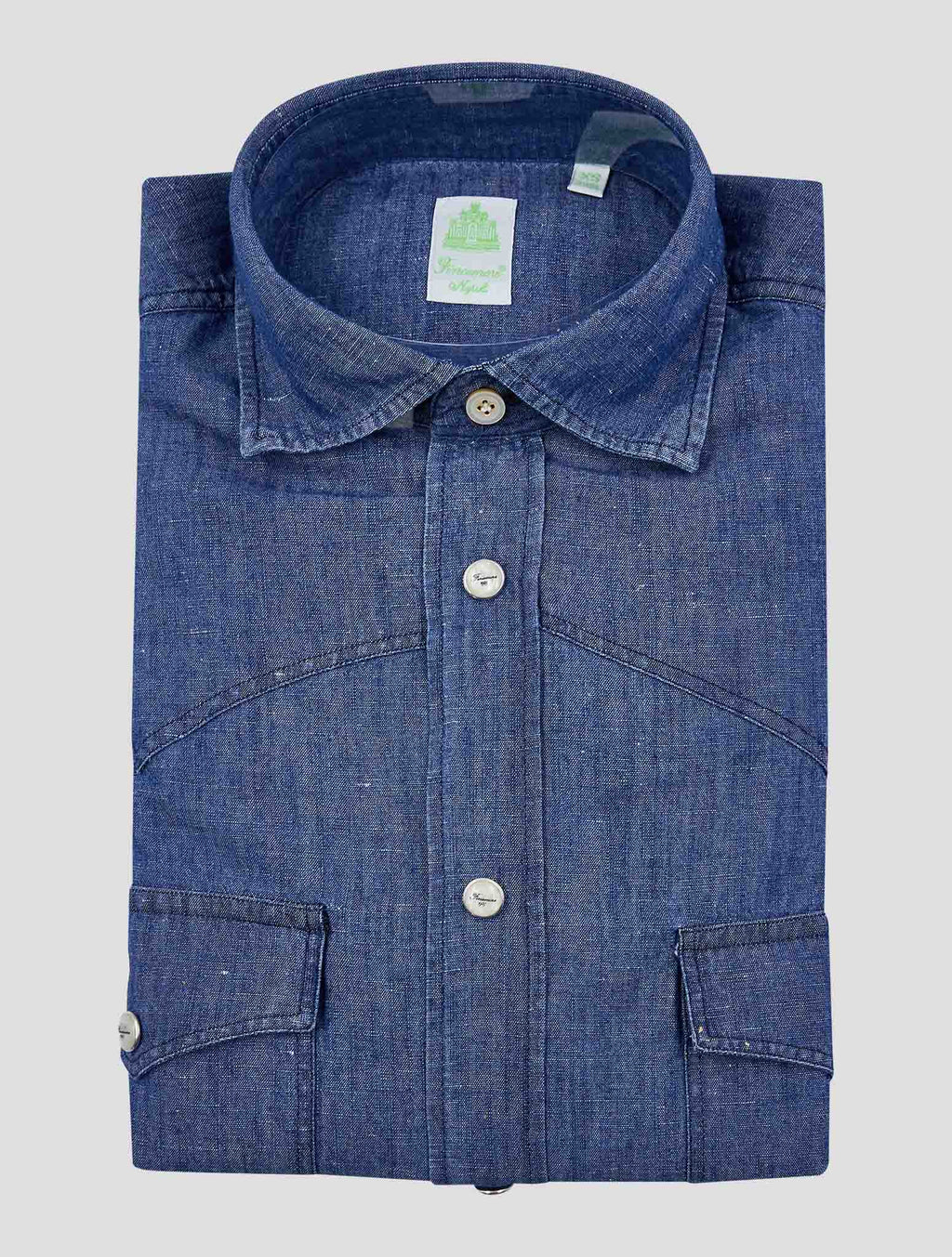 Finamore 1925 Denim Cotton Linen Shirt BALI