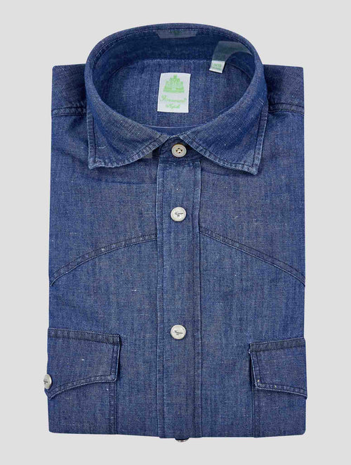 Finamore 1925 Denim Cotton Linen Shirt BALI