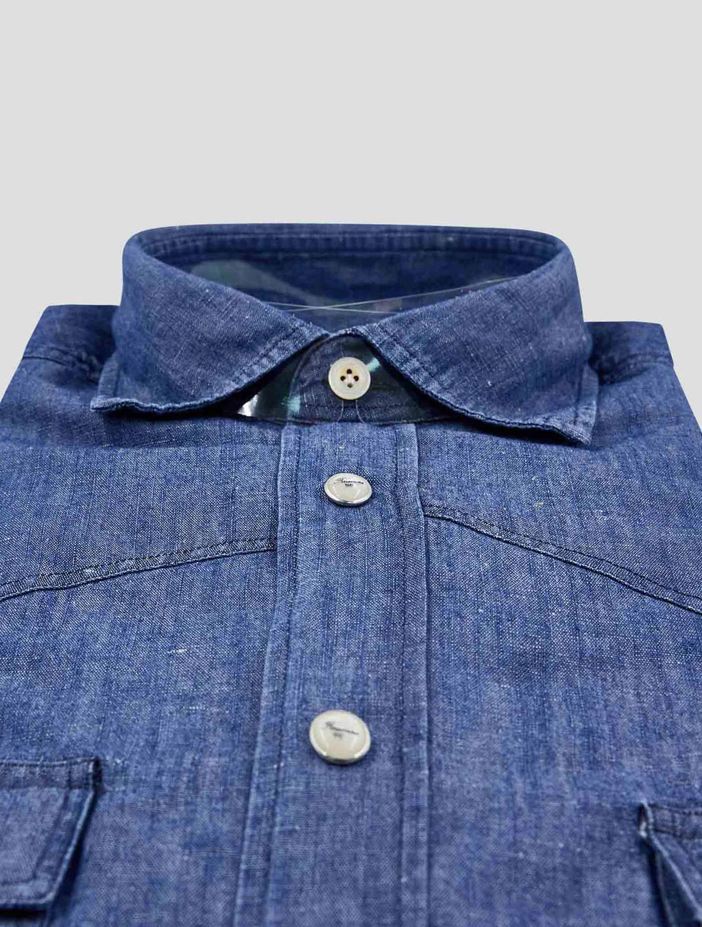 Finamore 1925 Denim Cotton Linen Shirt BALI
