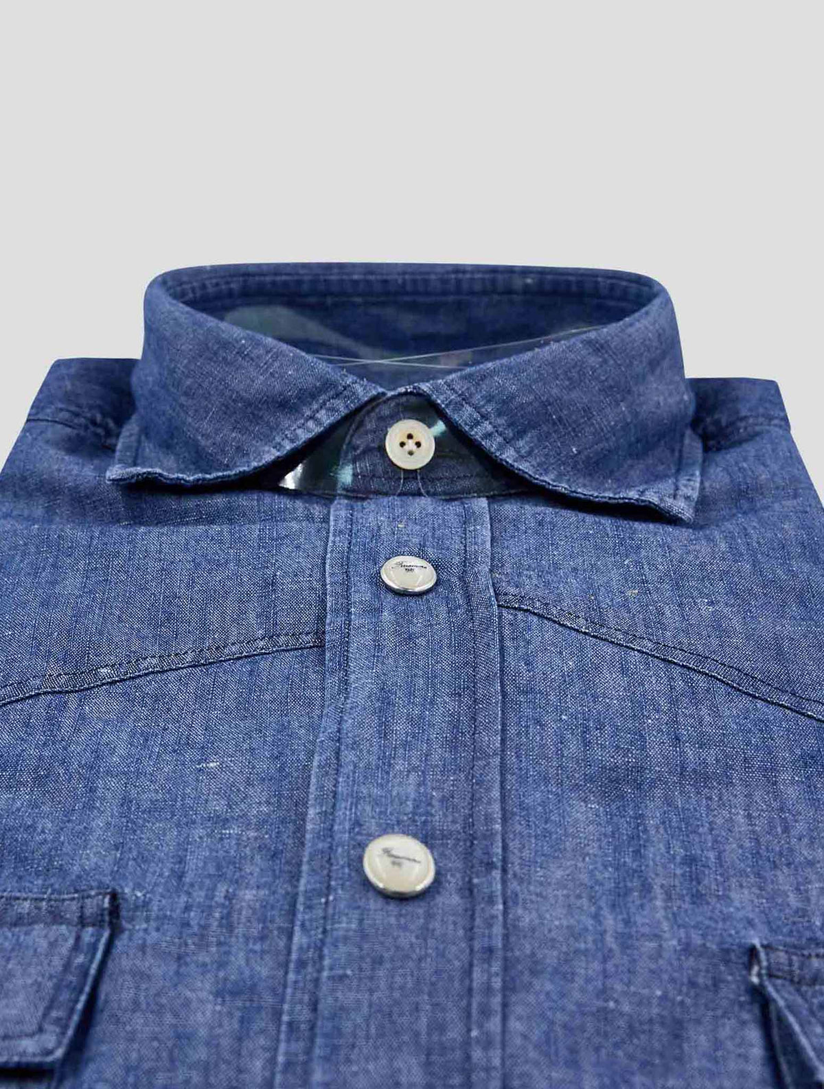 Finamore 1925 Denim Cotton Linen Shirt BALI