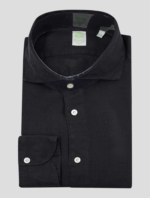 Finamore 1925 Black Linen Shirt Ver12