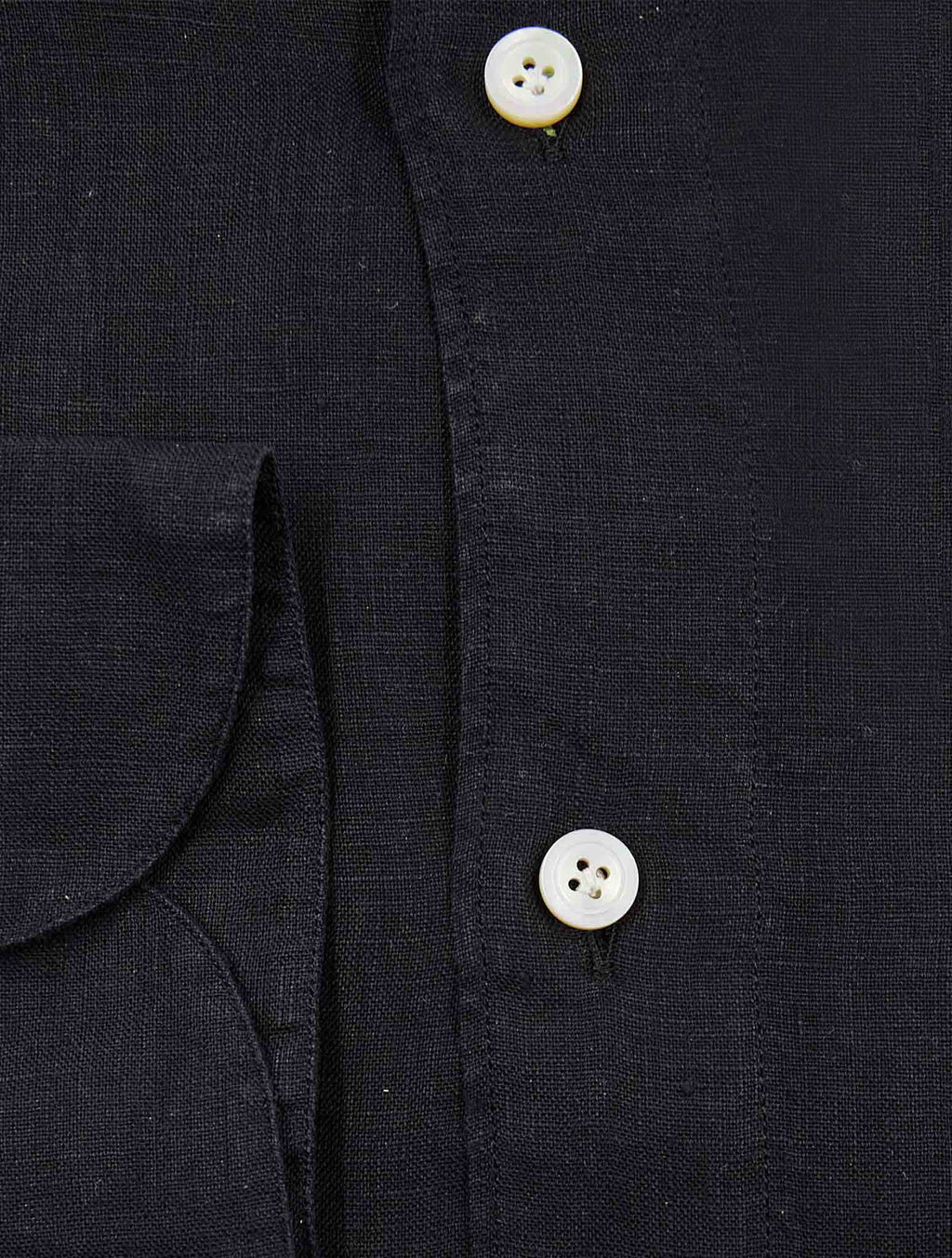 Finamore 1925 Black Linen Shirt Ver12