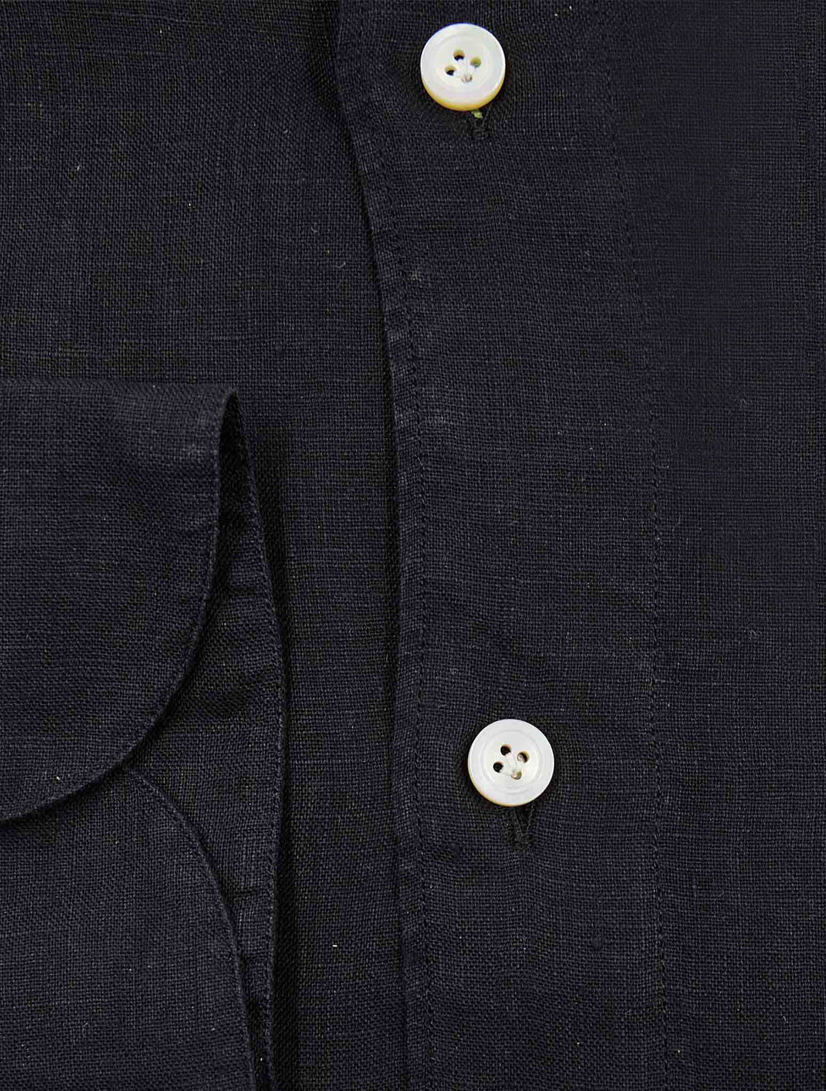 Finamore 1925 Black Linen Shirt Ver12