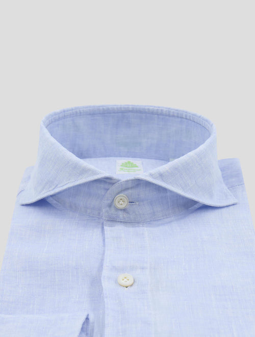 Finamore 1925 Light Blue Linen Shirt Tokyo