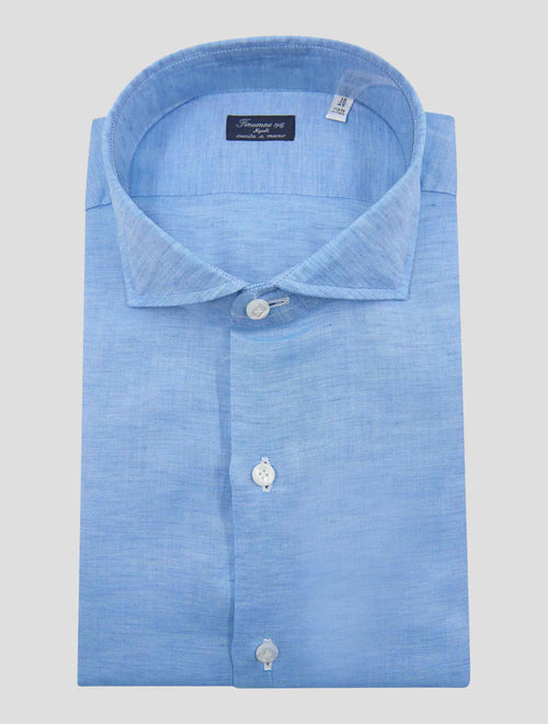 Finamore 1925 Light Blue Cotton Linen Shirt Nap118