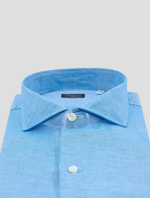 Finamore 1925 Light Blue Cotton Linen Shirt Nap118