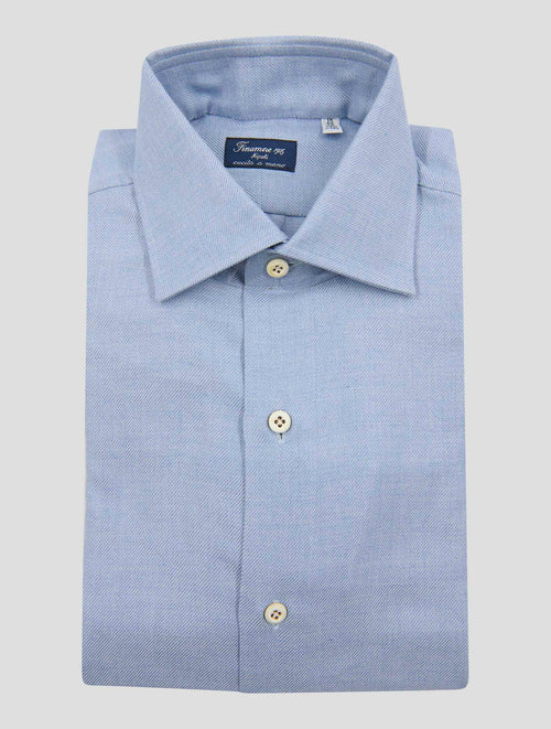 Finamore 1925 Light Blue Cotton Silk Cashmere Shirt Nap88