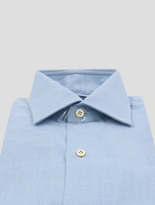 Finamore 1925 Light Blue Cotton Silk Cashmere Shirt Nap88