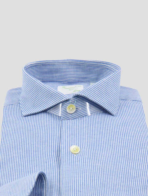 Finamore 1925 Blue White Cotton Shirt Toronto