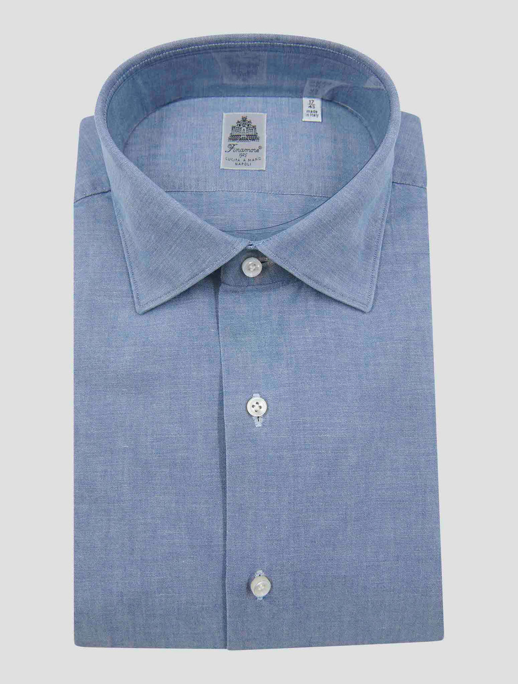 Finamore 1925 Light Blue Cotton Shirt Seattle