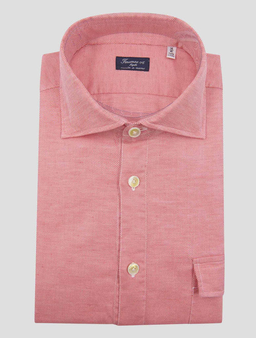 Finamore 1925 Coral White Cotton Linen Polo Shirt TOKYO