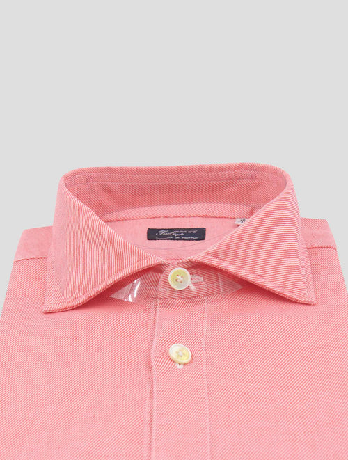 Finamore 1925 Coral White Cotton Linen Polo Shirt TOKYO